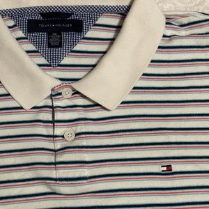 Tommy Hilfiger stripped Polo Shirt size XXLG Navy,Pink and Light Blue